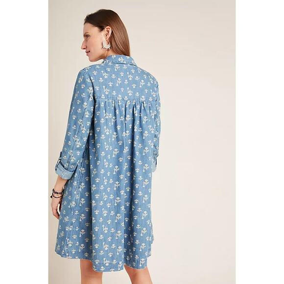 Anthropologie‎ Pilcro and Letterpress Rochelle Shirtdress Denim Light Size 12 - Picture 3 of 11